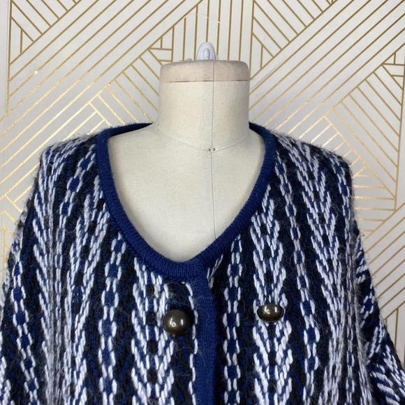 Anthropologie Sleeping on Snow Tajo Poncho Sweater Fringe Knit Blue One Size - Picture 3 of 12